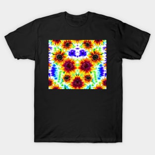 Tie Dye Sunflowers - Maroon Aesthetic Psychedelic T-Shirt